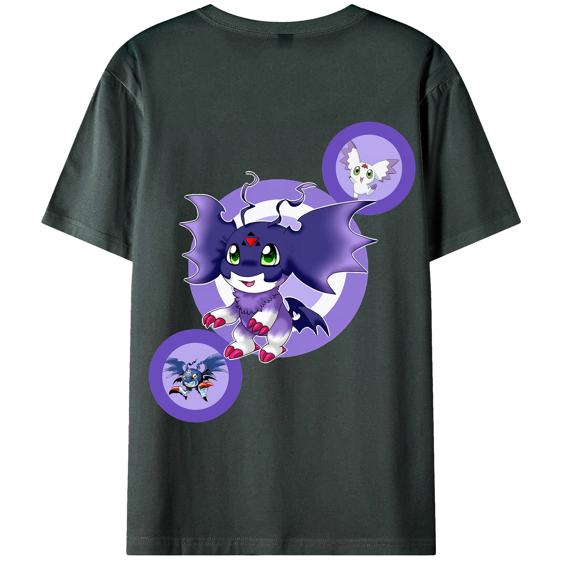 （画像用） Digimon デジタルモンスター/デジモン 綿100％ メンズ半袖Tシャツ（バックプリント） 通気性